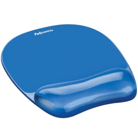 Tappetino mouse con poggiapolsi FELLOWES Crystal™ Gel blu trasparente 20,2 x 23,5 x 2,5 cm – 9114120