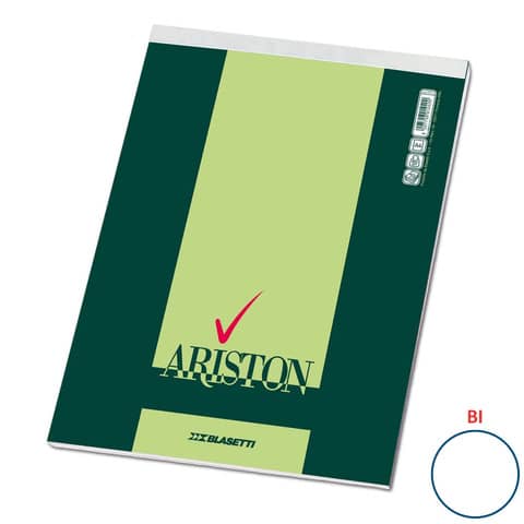 Blocco con punto metallico Blasetti Ariston – 70 ff 60 g/m² A4 – fogli bianchi – 1071