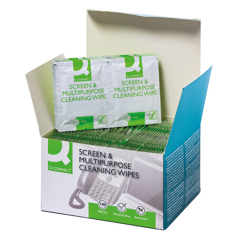 Salviette di pulizia multiuso Q-Connect senza alcool conf. da 60 bustine singole – KF04503
