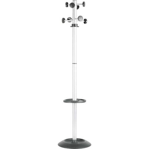 Appendiabiti da terra Unisit Totem con portaombrelli  h. 172 cm – 8 appendini grigio – APUTO/G