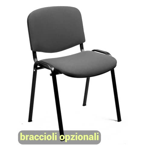 Sedia visitatore 4 gambe Unisit Dado D5S acciaio nero – rivestimento Eco – grigio chiaro – conf. 4 pezzi – D5S/4/EI