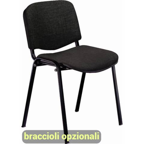 Sedia visitatore 4 gambe Unisit Dado D5S acciaio nero – rivestimento Eco – nero – conf. 4 pezzi – D5S/4/EN