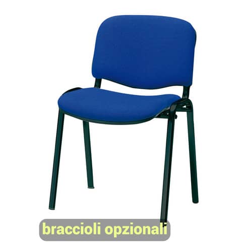 Sedia visitatore 4 gambe Unisit Dado D5S acciaio nero – rivestimento ignifugo blu – Conf. 4 pezzi – D5S/4/IB