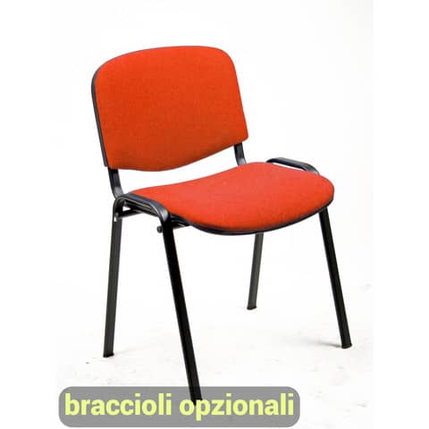 Sedia visitatore 4 gambe Unisit Dado D5S acciaio nero – rivestimento ignifugo rosso – Conf. 4 pezzi – D5S/4/IR