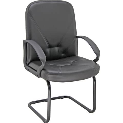 Poltrona visitatore su slitta Unisit Dante DNV Eco Smart – rivestimento ecopelle nero – DNV/KN