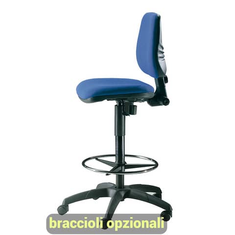 Sgabello tecnico Unisit Esos EOE1 seduta alta – poggiapiedi telescopico – rivestimento Eco blu -EOE1/EB