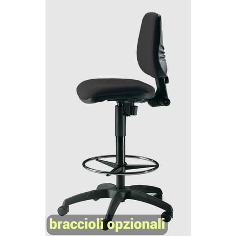 Sgabello tecnico Unisit Esos EOE1 seduta alta – poggiapiedi telescopico – rivestimento Eco nero – EOE1/EN