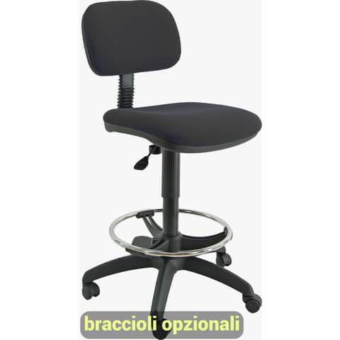 Sgabello tecnico Unisit Esos EOE5S seduta alta – poggiapiedi telescopico – rivestimento Eco nero – EOE5S/EN