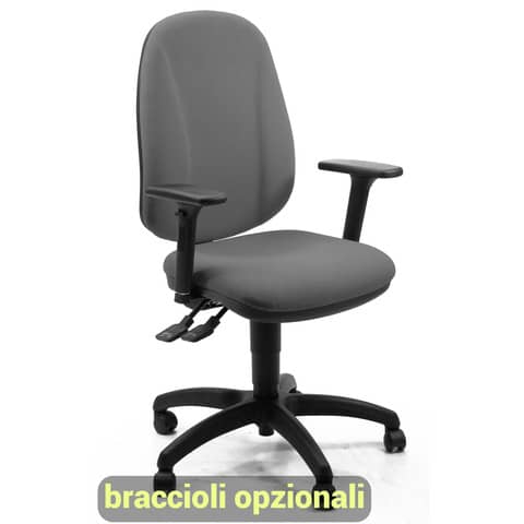 Sedia operativa girevole Unisit Giano GIGI Eco Smart rivestimento PPL grigio chiaro – braccioli opzionali – GIGI/EI