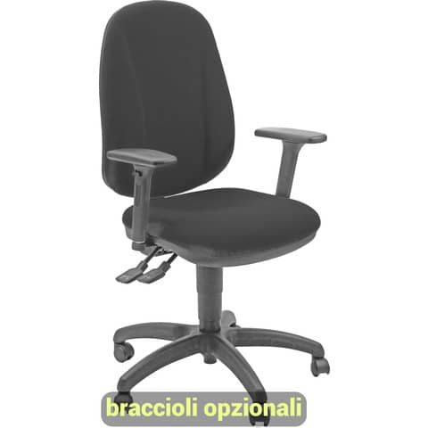 Sedia operativa girevole Unisit Giano GIGI Eco Smart rivestimento PPL nero – braccioli opzionali – GIGI/EN