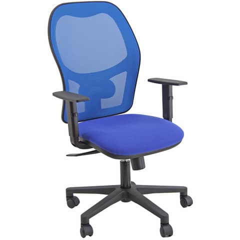 Sedia operativa girevole Unisit Hubble HUHUVEM schienale in rete – rivestimento Eco blu – con braccioli – HUHUVE/BR/EB