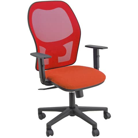 Sedia operativa girevole Unisit Hubble HUHUVEM schienale in rete – rivestimento Eco rosso – con braccioli – HUHUVE/BR/ER