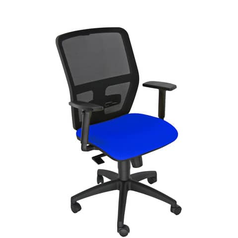 Sedia operativa girevole Unisit Kemper KMA schienale in rete – rivestimento Eco blu – con braccioli – KMA/BRF/EB