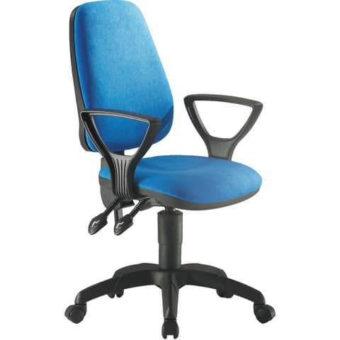 Sedia operativa girevole Unisit Leda LDAY Eco smart – schienale alto rivest. Eco blu – con braccioli – LDAY/BR/EB