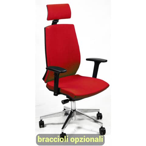 Sedia operativa girevole Unisit Larissa LR1SB con poggiatesta – rivestimento ignifugo rosso – LR1SB/IR