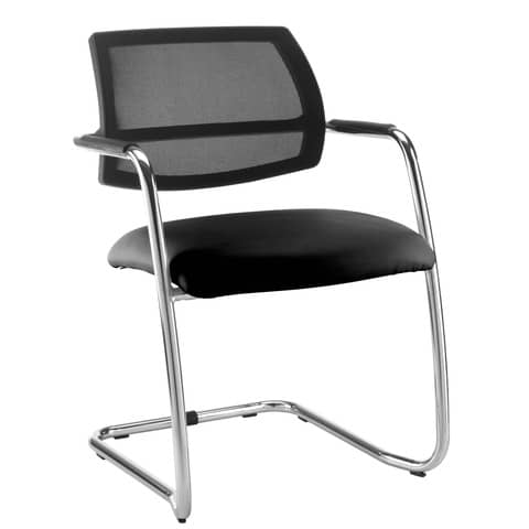 Sedia visitatore con slitta Unisit Lithium LTLTN – schienale in rete nero – rivestimento Eco nero – LTLTN/EN/N
