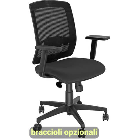 Sedia semidirezionale girevole Unisit Molly MLA – schienale in rete nero – rivestimento ignifugo nero – MLA/IN