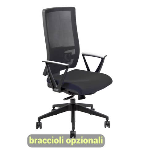 Sedia operativa girevole Unisit Nereide NDAE schienale in rete – rivestimento ignifugo nero – NDAE/IN