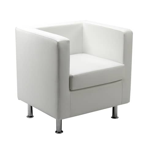 Divano attesa 1 posto Unisit Pragma PR1 schienale fisso – rivestimento tessuto ecopelle bianco – PR1/KQ