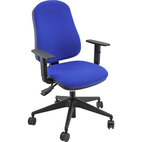 Sedia operativa girevole Unisit Simple SISY Eco Smart – rivestimento Eco blu – con braccioli – SISY/BR/EB