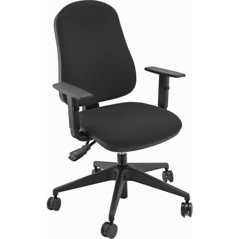 Sedia operativa girevole Unisit Simple SISY Eco Smart – rivestimento Eco nero – con braccioli – SISY/BR/EN