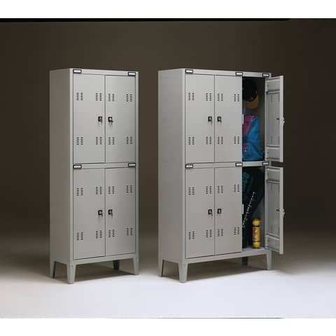 Spogliatoio sovrapposto Tecnical 2 a 4 posti acciaio 7/10 monoblocco 70x35x180 cm – B2+2