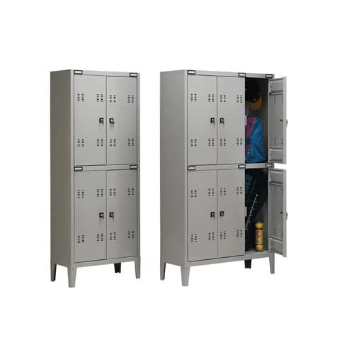 Spogliatoio sovrapposto Tecnical 2 a 6 posti acciaio 7/10 monoblocco 102x35x180 cm – B3+3
