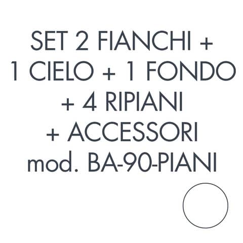Set 2 fianchi + 1 cielo + 1 fondo + 4 ripiani + accessori per armadio Tecnical 2 BA-90-PIANI bianco – 805141163067