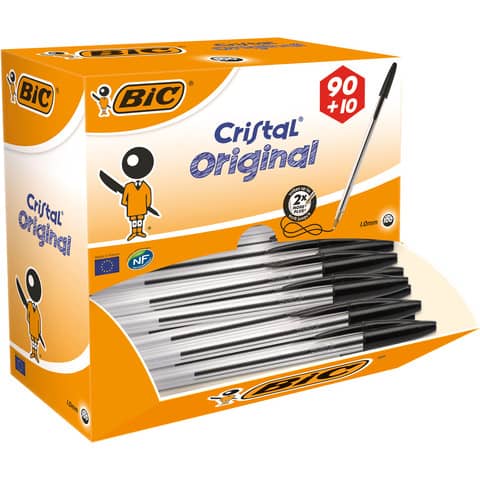 Penne a sfera BIC Cristal M 1 mm nero value pack 90+10 – 942911