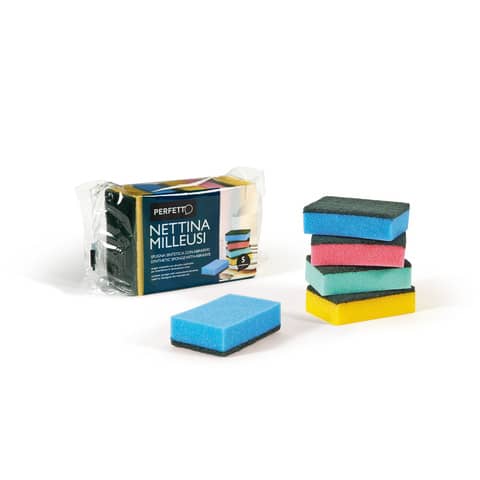 Spugna con abrasivo Perfetto Nettina milleusi assortiti conf. 5 pz. – 0246C