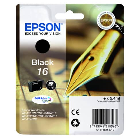 Cartuccia inkjet ink pigmentato Penna e Cruciverba 16 Epson nero C13T16214012