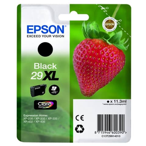 Cartuccia inkjet alta capacità ink pigmentato Fragola T29XL Epson nero C13T29914012