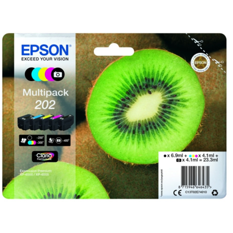 cartucce inkjet Kiwi 202 Epson nero fotografico n+c+m+g Multipack – C13T02E74010