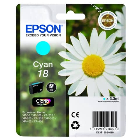 Cartuccia inkjet Margherite 18 Epson ciano C13T18024012