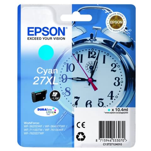 Cartuccia inkjet Sveglia 27XL Epson ciano C13T27124012