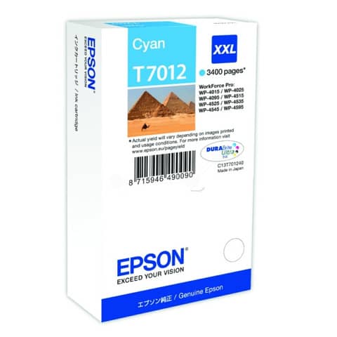 Cartuccia inkjet altissima resa ink pigmentato T7012 Epson ciano C13T70124010