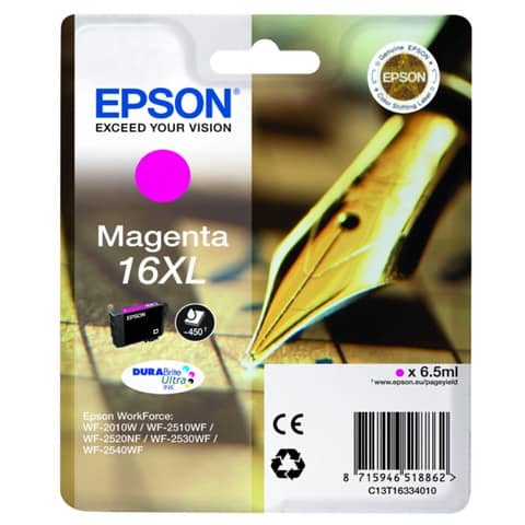 Cartuccia inkjet alta capacità ink pigmentato Penna e Cruciverba 16XL Epson magenta – C13T16334012