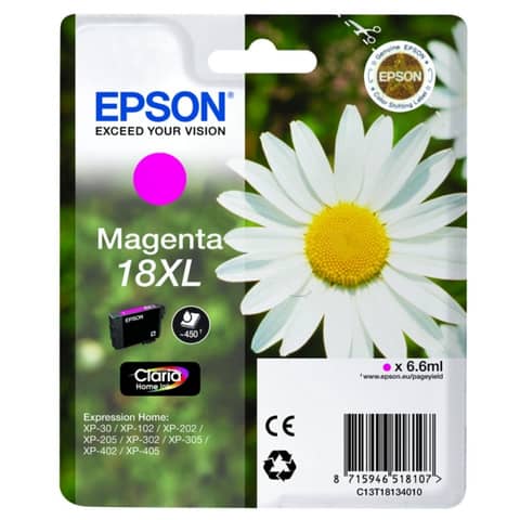 Cartuccia inkjet alta capacità Margherite 18XL Epson magenta C13T18134012