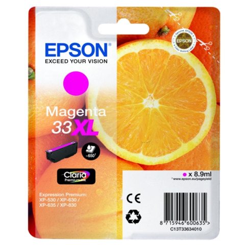 Cartuccia inkjet alta capacità Arance T33XL Epson magenta C13T33634012