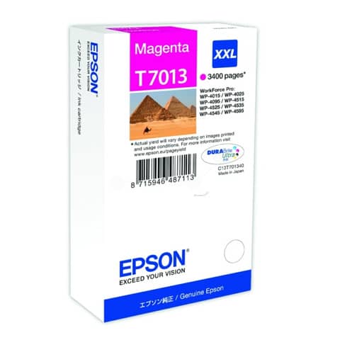 Cartuccia inkjet altissima resa ink pigmentato T7013 Epson magenta C13T70134010
