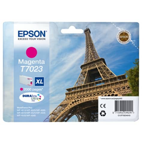 Cartuccia inkjet alta capacità ink pigmentato blister RS T7023 Epson magenta – C13T70234010