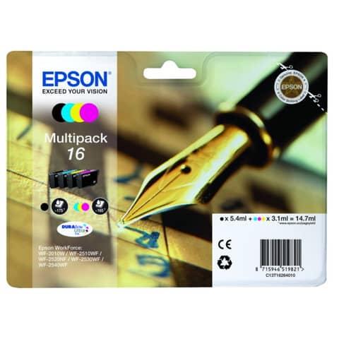 cartucce inkjet Penna e Cruciverba 16 Epson n+c+m+g Conf. 4 – C13T16264012