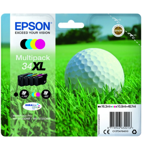 Cartucce inkjet alta capacità Pallina da golf 34XL Epson n+c+m+g Multipack – C13T34764010