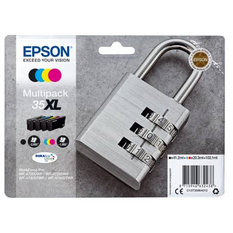cartucce inkjet alta capacità Lucchetto 35XL Epson nero+ciano+magenta+giallo Multipack – C13T35964010