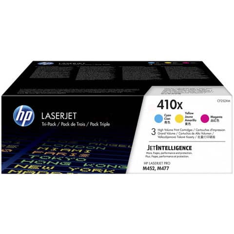 Toner alta capacità 410X HP ciano+magenta+giallo Conf. 3 – CF252XM