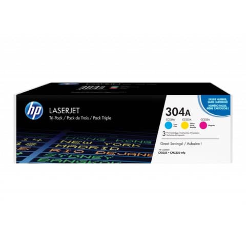 Toner 304A HP ciano+magenta+giallo  Conf. 3 – CF372AM