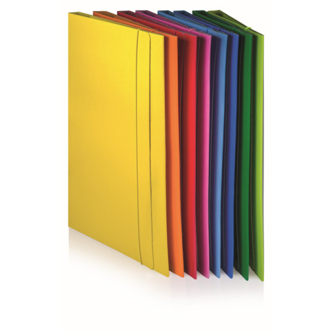 Cartella plastificata a 3 lembi con elastico tondo BREFIOCART in presspan 25×35 cm fuxia – 0208805.FX
