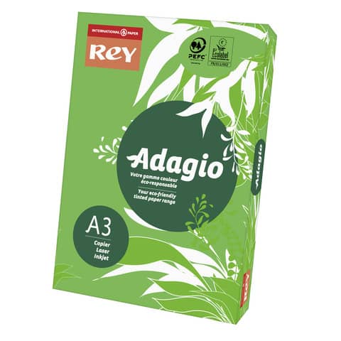 Carta colorata A3 Sylvamo Rey Adagio 160 g/m² verde intenso 52 – Risma da 250 fogli – ADAGI160X500