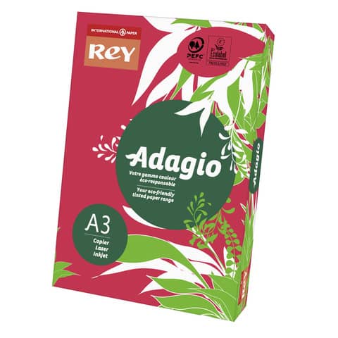 Carta colorata A3 Sylvamo Rey Adagio 160 g/m² rosso intenso 22 – Risma da 250 fogli – ADAGI160X503