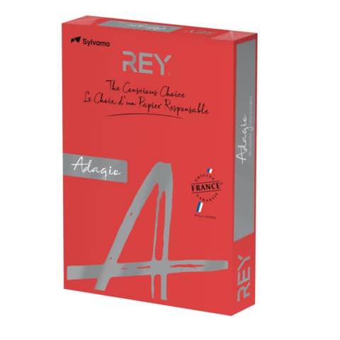 Carta colorata A3 Sylvamo Rey Adagio 80 g/m² rosso intenso 22 – Risma da 500 fogli – ADAGI080X678